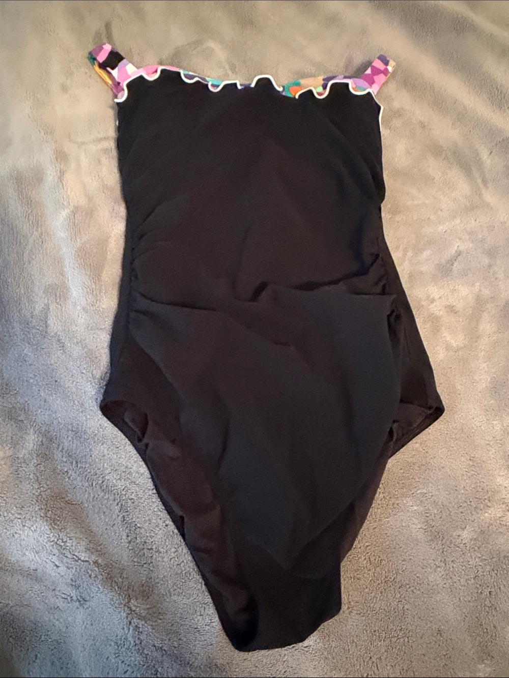 Profile By Gottex Black One-Piece Swimsuit with Multicolor Trim
